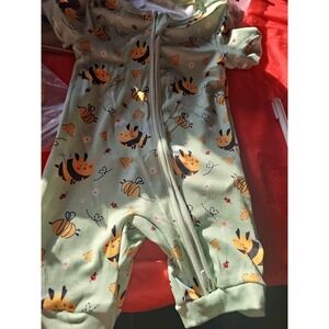 Bamboo Zippy Shorty Green Bumble Bee 12 To 18  Months Double Zipper